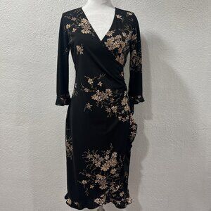 Vintage Jonathan Martin women Y2K Floral Boho Wrap Over Dress Size M Whimsigoth